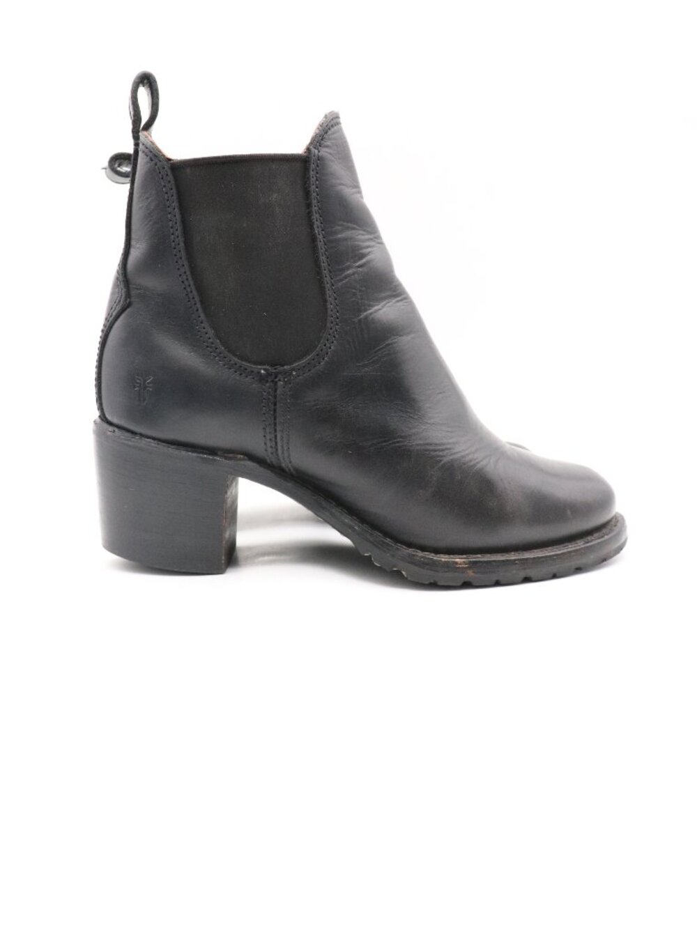 FRYE Sabrina Women's Size 8 M Chelsea Black Leather Round Toe Slip On Made USA